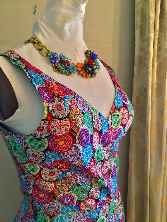 Colorful 90s Silk  Dress - image 3