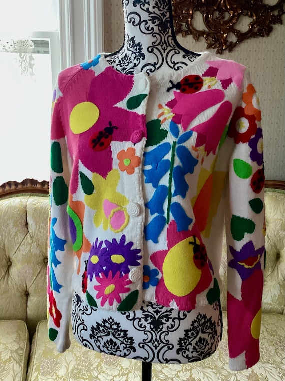 Michael Simon Wild Flower Cardigan Sweater 1995