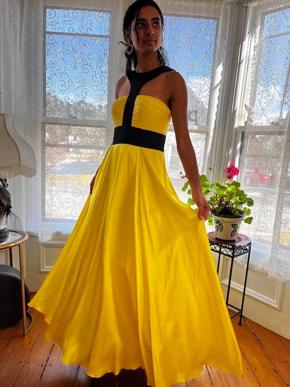 Brilliant Yellow Silk Ball Gown Prom Dress