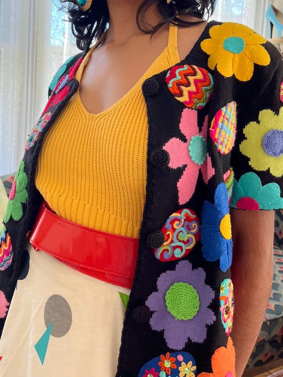 Michael Simon Easter Egg Flower Power Cardigan 19… - image 6