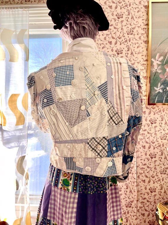 Handmade Vintage Quilted Patchwork Jacket 1970s - image 4