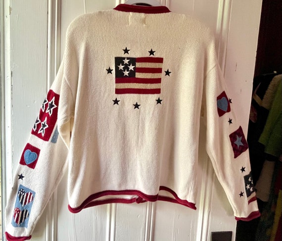 American Flag Embroidered and Patchwork Cardigan … - image 3