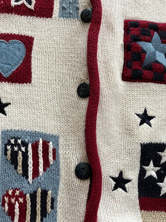 American Flag Embroidered and Patchwork Cardigan … - image 9