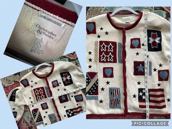 American Flag Embroidered and Patchwork Cardigan … - image 10