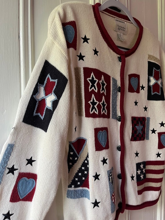 American Flag Embroidered and Patchwork Cardigan … - image 6