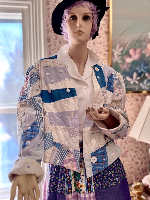 Handmade Vintage Quilted Patchwork Jacket 1970s - image 1