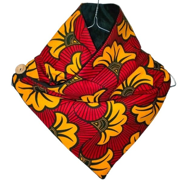 Foulard/cache-cou en tissu africain - doublure en coton ou polaire - multicolore - Cire africaine, Ankara.