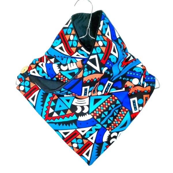 Foulard/cache-cou en tissu africain - doublure en coton ou polaire - multicolore - Cire africaine, Ankara.