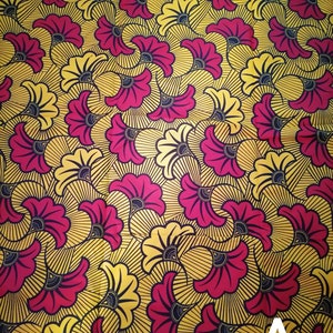 Cravate en tissu africain African Wax / Ankara Fleurs de Mariage Rouge/Jaune image 5