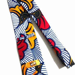 Cravate en tissu africain African Wax / Ankara Fleurs de Mariage Rouge/Jaune image 3