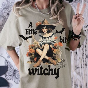 Witchy TShirt, Vintage Witch Shirt, Halloween Retro Tee, Comfort Colors Spooky Oversized T-Shirt, Cottagecore Wiccan Top, Fall Aesthetic Tee