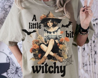 Witchy TShirt, Vintage Witch Shirt, Halloween Retro Tee, Comfort Colors Spooky Oversized T-Shirt, Cottagecore Wiccan Top, Fall Aesthetic Tee