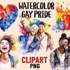 Gay Pride Clipart, Watercolor Pride Month PNG Bundle, Rainbow Clip Art, Pride Flag PNG, Lesbian PNGs, LGBT Clipart