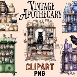 Apothecary Clipart, Witchcraft PNG Bundle, Wiccan Clip Art, Occult PNG, Magical PNGs, Magic Potions Clipart