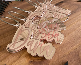 Personalized Mirrored Acrylic Keychain | Rose Gold Keychain | Name Tag | Bag Tag | Mirrored Acrylic | Teacher Gift | Birthday Gift