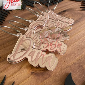 Personalized Mirrored Acrylic Keychain | Rose Gold Keychain | Name Tag | Bag Tag | Mirrored Acrylic | Teacher Gift | Birthday Gift