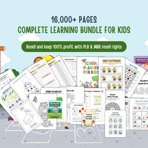 Ultimate learning mega bundle for kids | PLR & MRR printable for teachers and sellers | DFY Digital product bundle master resell rights