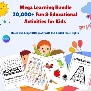 Ultimate Kids Learning Bundle | 20000+ Educational Worksheets Activities | PLR & MRR Printable for Educators and Online Sellers