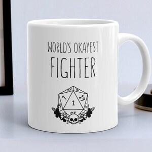 Fighter - Dungeons and Dragons Fighter - Fighter Miniature - Mug - Dnd Gift - Dnd Fighter - Dice Bag Set Box - 20 Sided Dice - Fighter Mug