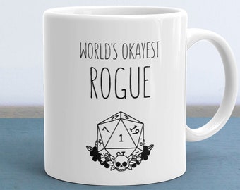 Rogue - Dungeons and Dragons - Dnd Rogue - Rogue Mug - Gift - Dice Bag - 20 Sided Dice Metal - Rogue D20 - Rogue Miniature - Mug - Dice Box