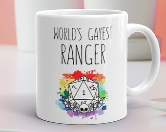Ranger - Dungeons and Dragons - Mug - Ranger Dnd Miniature - Dice Bag Leather - Gift - Ranger Dnd Gift - Dnd Ranger Mini - D20 Earrings