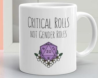 Critical Rolls Not Gender Roles RPG Mug, Pride Gamer Gift