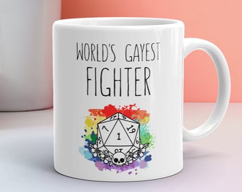Fighter - Dungeons and Dragons Fighter - Fighter Miniature - Mug - Dnd Gift - Dnd Fighter - Dice Bag Set Box - 20 Sided Dice - Fighter Mug