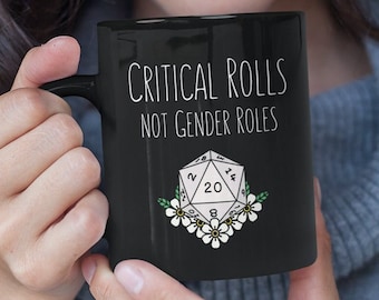 Black Critical Rolls Not Gender Roles Mug, Queer Tabletop RPG Gift