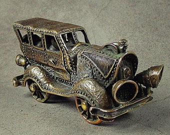 Cubierta más ligera "Retro Car" en pedido, soporte de bronce para encendedor desechable, recuerdo de fumar móvil de escritorio hecho a mano, se puede personalizar