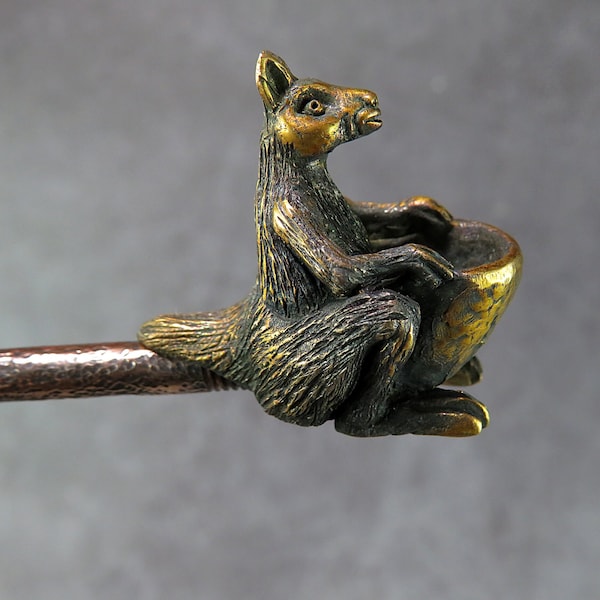 Short-tailed kangaroo smoking pipe, handmade custom bronze souvenir, unique gift for lovers of rare animals and collectors of strange things