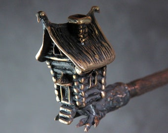 Pipe Hut on Chicken Legs | Collectible Disassembling Smoking Set | Bronze Bowl with Copper Mouthpiece, Screen & Tools