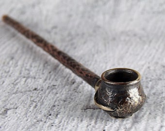 Pipa da fumo / Set smontabile per fumare / Fornello in bronzo (4 misure, con/senza testo) + bocchino e accessori