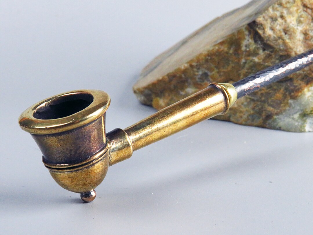 Oriental Smoking Pipe, Elegant Bronze Pipe in Eastern Style With Long