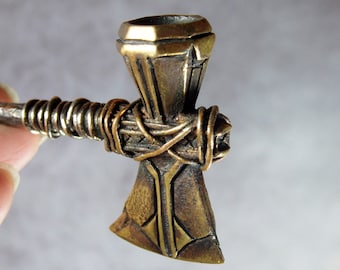 Pipa Mjolnir / Set da collezione per fumare smontabile / Fornello in bronzo con bocchino in rame, retina e attrezzi