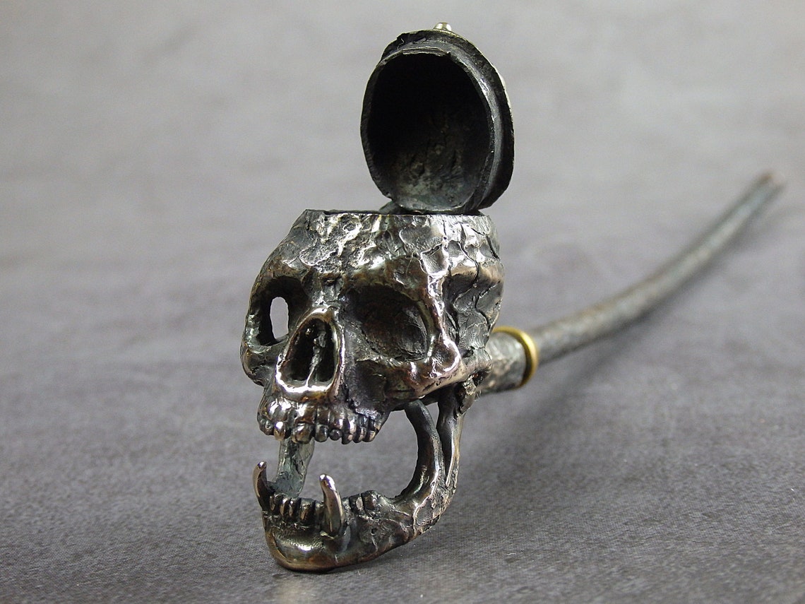 Fanged Skull smoking pipe with lid creative handcrafted Etsy