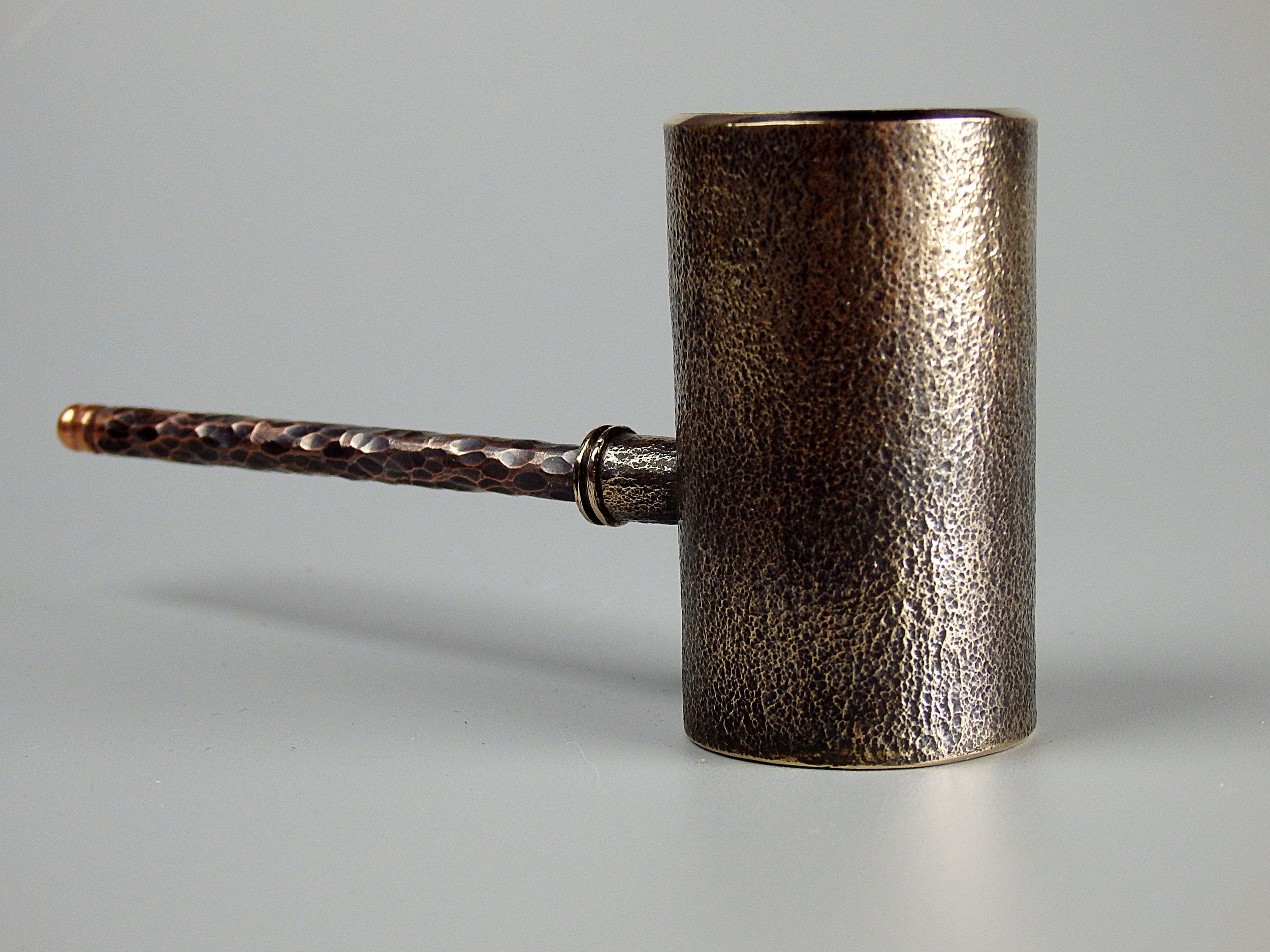 Poker smoking pipe, big heavy pipe with a short mouthpiece, creative bronze smoking set, a unique handmade gift for tabletop games player