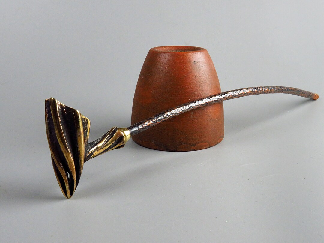 Freehand Twisted Pipe With Long Mouthpiece, Fancy Bronze Souvenir ...