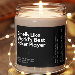 Smells Like World's Best Poker Play Soy Wax Candle, Funny Poker Gift, Gift For Poker Player, Poker Husband, Poker Lover Gift, 9oz. Candle Bild 1