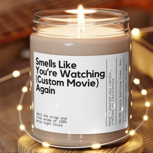 Personalizable Movie Lover Gift Comfort Movie Critic Film Fan  Funny Candle  Custom Text Personalized Gifts TV Show Birthday Gift for Her