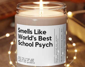 Personalized Smells Like World's Best School Psych Candle Custom Gift for School Psychologist Gift, Gift for School Psych Psychology Candle