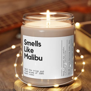 Personalized Smells Like Malibu Soy Wax Candle, Malibu California Candle, Malibu Candle Decoration, Custom Candle Gift For Malibu California