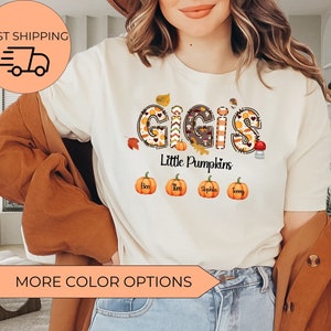 Personalized Grandma Shirt, Custom Nickname Grandma Nana Mimi Shirt For Autumn, Fall Grandma Shirt With Grandkids Names, Fall Halloween