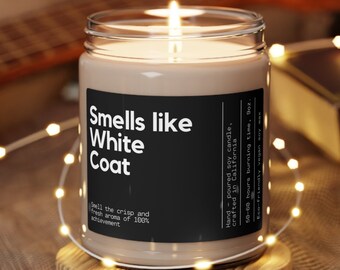 Smells Like A White Coat Scented Candle, Minimal, Med Student Gift, Doctor In Training Gift, Match Day Gift
