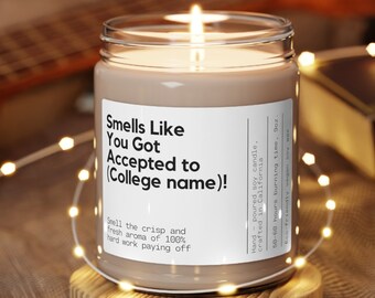 Custom College Acceptance Candle Personalized University Candle Acceptance Letter Gift College Admissions Gift University Announcement