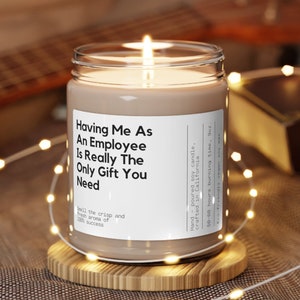 Having Me As An Employee Is Really The Only Gift Candle, Funny Gift for Boss, Gift from Employee for Boss, Office Party Gift, Gag Gift 9 OZ