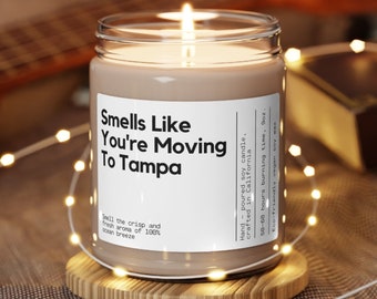 Personalized Moving To Tampa Florida Candle Custom Moving To Tampa Gift Tampa Moving Gift Candle Florida Candle Gift