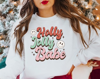 Holly Jolly Christmas Sweatshirt, Christmas Shirts for Women, Christmas Crewneck, Holiday Sweatshirt, Winter Sweatshirt, Christmas Sweater