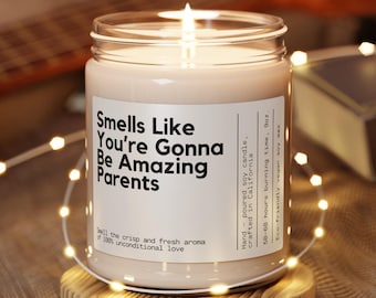Personalized New Parent Gift Custom Gift for New Parents New Mom Gift New Dad Gift Pregnancy Gift Funny Candle for Expecting Mom Baby shower