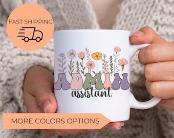 Taza de asistente administrativo, regalo para asistente administrativo, secretaria, tazas de recepción, damas de recepción, taza de recepcionista escolar