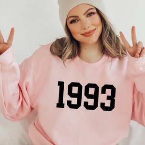 1993 Sweatshirt, 1993 College Style Number Sweater, 1993 Birthday Year Number Sweat for Women, Birthday Gift, 30th Birthday Sweatshirt